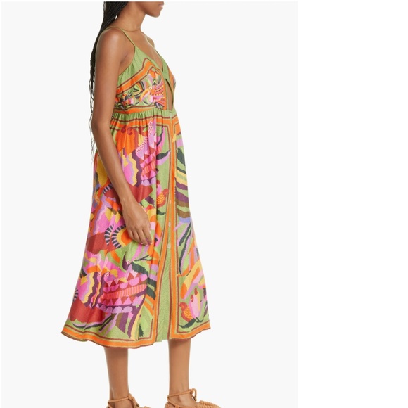 NWT $200 Toucans Scarf Cutout Midi Dress FARM Rio in size XL! - Picture 3 of 7